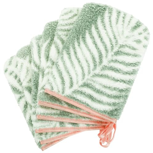 PHOGARY Mikrofaser Waschlappen Set 6 für Gesichts & Körperhandtücher, Kinder Baby Erwachsene Weiche Waschlappen, Coral Fleece Waschhandschuhe, Grün, 21×15cm