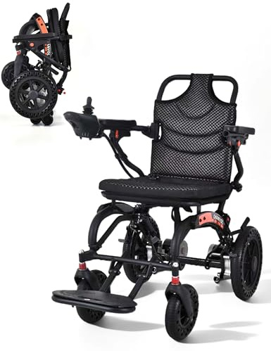Rollstuhl Elektrisch Faltbar Leicht 500W Motor, 150kg Tragkraft, 15km Reichweite mit abnehmbarem 10Ah Akku, Leichtes Aluminium für Haushalt & Reise