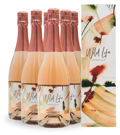 Wild Life Botanicals Blush non-alcoholic sparkling wine <0.5% ABV (75cl x 6) bottles in Gift Boxes