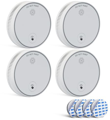 Rauchmelder 10 Jahre Batterie, TÜV-Zertifiziert, Kein LED-Blinken, 85dB Alarm, Magnetbefestigung, Rauchwarnmelder ohne Bohren, DIN EN 14604, 4 Stück