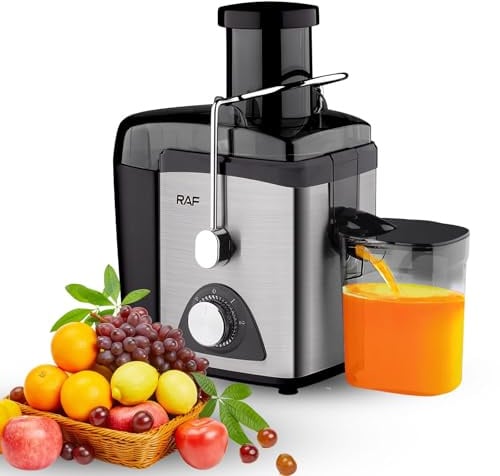 Estrattore di succo centrifuga,800 W centrifuga,Estrattore di succo di frutta e verdura,2 velocità,Facile da pulire,Senza BPA (Nero)