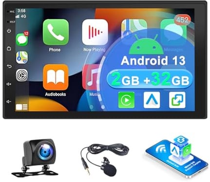 Autoradio avec sans Fil CarPlay Android Auto pour Ford Kuga MK1 2008-2011 | 2+32G Android 13 7 pouces écran Tactile Radio Stéréo Multimédia avec navigation GPS Mirror Link SWC FM RDS écran partagé