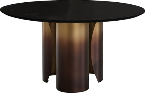 Esszimmertisch Adenza Rund Marmor Schwarz Silber 140x140 cm Metall Gold | Ombre