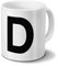 printplanet Tasse mit dem Buchstaben D - Motiv Letters - Trend, Modern, Kaffeebecher, Mug, Becher, Kaffeetasse - Farbe Weiß