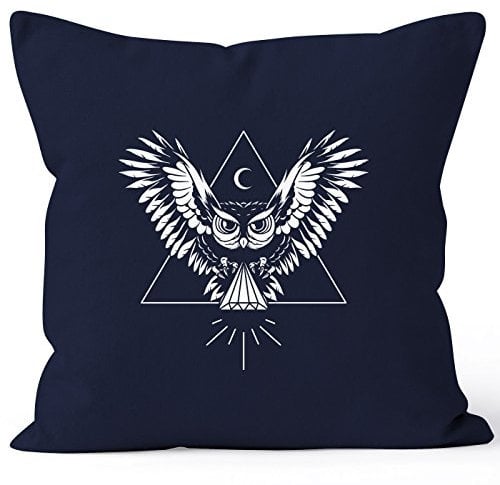 Autiga Kissenbezug Eule Kissen-H?lle Deko-Kissen 40x40 Baumwolle Navy Pullover