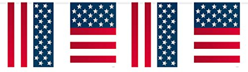 Stars and Stripes Wimpelgirlande - 10 m - Wimpelkette USA Papiergirlande America Amerikanische Party Raumdeko Partydeko Hängedeko Wimpelkette USA