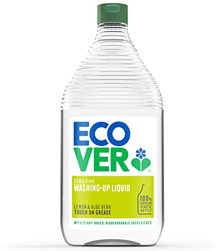 Ecover Washing Up Liquid, Washing Up Soap, Tough on Grease and Grime, Fresh Lemon & Aloe Scent, 1 x 950ml
