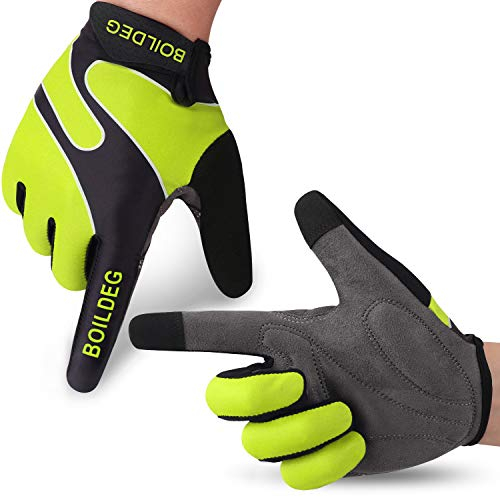 boildeg Fahrradhandschuhe Radsporthandschuhe rutschfeste und stoßdämpfende Mountainbike Handschuhe mit Signalfarbe geeiget Unisex Herren Damen