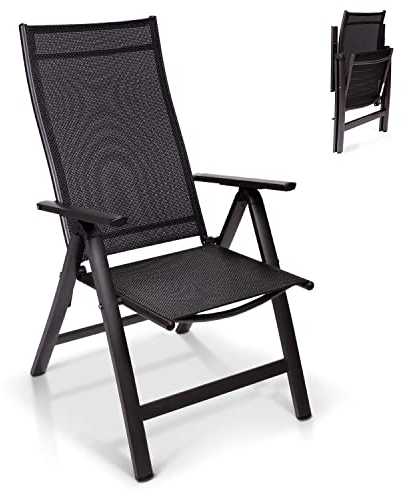 Homeoutfit24 London Gartenstühle, Made in Europe, Balkonstuhl klappbar, Hochlehner Gartenstuhl, Esszimmerstuhl, Balkon & Terrasse, verstellbar, Terrassenmöbel, Campingstühle, wetterfest