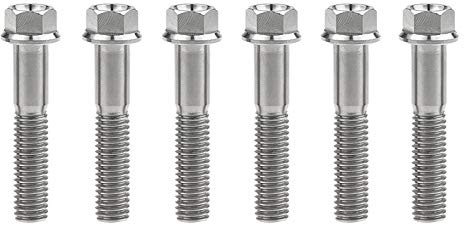 Yaruijia - Bullone in titanio M8 x 15 20 25 30 35 40 45 50 55 60 65 mm con flangia piccola a testa esagonale per parti moto Pich 1,25 mm, confezione da 6 (M8 x 30 mm, titanio)