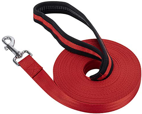 Vivifying Training Lead for Dogs, 50FT/15M Long Nylon Long Line Dog Lead for Pet Tracking (Red)