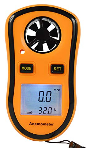 Pocket Digital LCD GM8908 Anemometer Windgeschwindigkeit Temperaturmessung Messgerät Luftströmungsgeschwindigkeit mit Hintergrundbeleuchtung Einfach abzulesen Batteriebetrieben