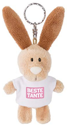 NICI 44703 Schlüsselanhänger Hase mit T-Shirt Beste Tante 10cm, Beige