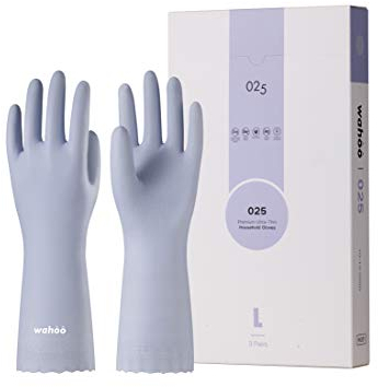 LANON 3 Pares wahoo Guantes Limpieza Hogar, Guantes De Cocina para Lavar Platos Sin Forro, Reutilizables, Antideslizantes, Impermeable, Sin Látex, Islandia Azul, Talla M