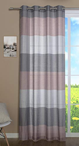 Wohntrends für Ihr Zuhause Ösenschal rosé/grau gestreift | Maxima | BxH 140x245cm | Gardine | Vorhang | Schal