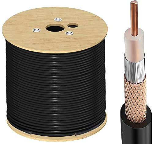 TUOLNK RG58 Koaxialkabel Verlängerungskabel 49.2ft (15M) Flexibel Mit Niedrigem Verlust für Wired & Wireless Netzwerk Router 4G Antenne - Schwarz, Impedanz 50 Ohm, RF