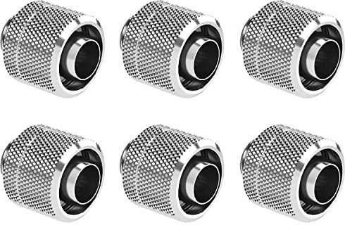 greenDracaena Pack de 6 racores de compresión G1/4 para tubo flexible 10 × 13 mm (3/8 ID, 1/2 OD), latón, conector para refrigeración líquida PC, Plateado