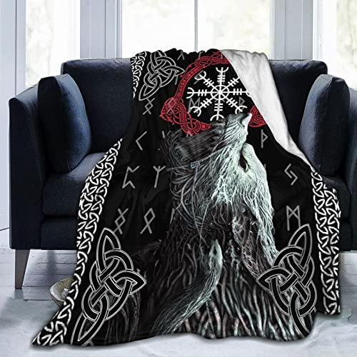 Überwurfdecke für Couch, Wikinger, superweich, gemütlich, Mikro-Fleece-Decke, flauschig, leicht, warm, für alle Jahreszeiten, Bettdecke, 203 x 152 cm