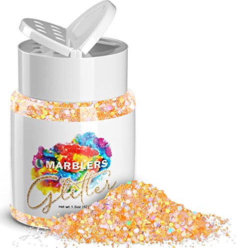 MARBLERS Holographic Glitter [Mixed Orange] 1.5oz (42g) | Chunky | Non-Toxic, Vegan, Cruelty-Free | Face, Body, Eyeshadow, Hair, Festival, Party Makeup | Nail Art, Polish, Resin, Tumbler, Slime, Craft