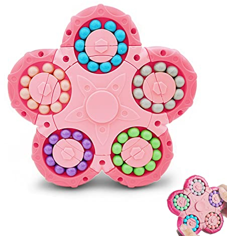 Magischer Bohnen-Rotationswürfel, Handspinner-Puzzle-Spielzeug, Relief-Sensorisches Zappelspielzeug, Sortierung, Gehirntraining, IQ-Spiele, Würfel, drehendes Fingerspielzeug, Geschenk für Kinder