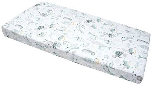 Medi Partners Spannbettlaken 60x120 Baby Bettlaken Kinderbett Spannbetttuch 100% Baumwolle - Fitted Kinder Sheet Bettwäsche Babymatratze Schlafsack Babybett (Ozean)