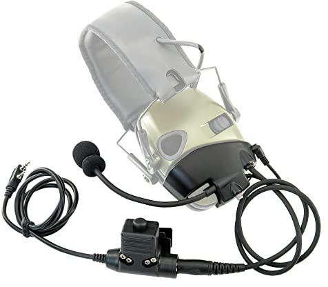 TSVISIONCORE Microphone & PTT for Howard Leight Impact Sports Noise Cancelling Headphones Airsoft (Black)