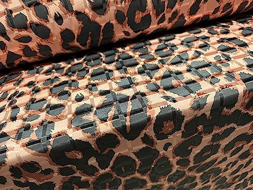 Tissu jacquard satiné tissé pour robe, au mètre – Les Tissus Imprimé guépard – Rose foncé