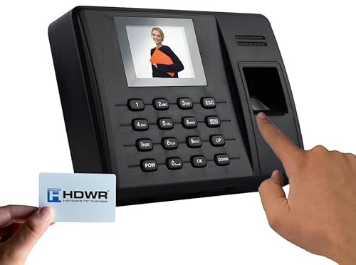 HDWR TimeLok-100U Eintaktmaschine für Mitarbeiter, mit RFID-Karte, Fingerscan, PIN und USB, Büroterminal, Zeiterfasser, In/Out-Zeituhr, TimeLok-100U
