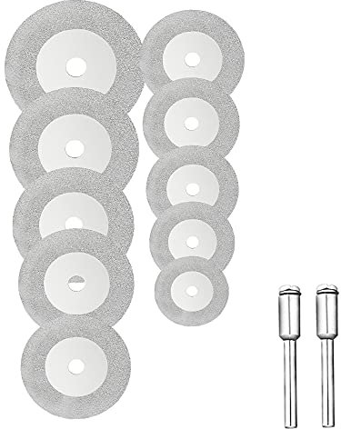 Bestgle 10 Pezzi Disco Da Taglio Diamantato 16-60mm Dischi Diamantati con 3 mm Mandrino Dischi Diamantati Mini di Tagliante Sega per Utensili Rotanti Disco In Vetro