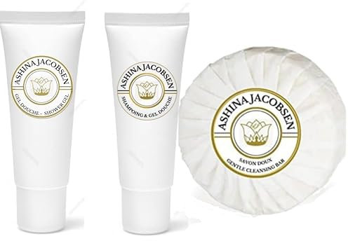 ASHINA JACOBSEN, 50 savons + 50 Shampoings + 50 Gels douche- 150 ARTICLES AU TOTAL