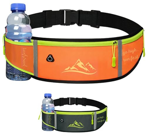 InufySoul® Marsupio Running Donna - Uomo - Cintura da Corsa Porta Cellulare - Marsupio Sportivo con Strisce Riflettenti e Foro per Cuffie - Running belt (arancione)