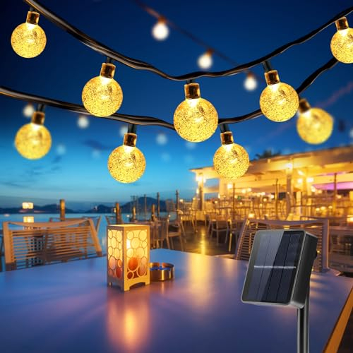 Guirnaldas Luces Exterior Solar, Qxmcov 11M Guirnalda Luminosas Exterior con 50 LED, Impermeable Cadena de Luce, 8 Modos Luce Decoracion Iluminación para Jardín Terraza Césped Arboles Patio Porche