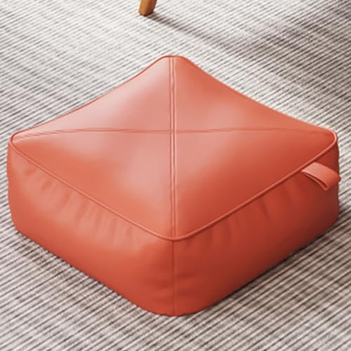 ALMASI Pouf-Sitzkissen, PU-Leder, Fußhocker, Ottomane, Bodenkissen, Komfort, rundes Stuhlkissen, Tatami-Sitzkissen für Wohnzimmer, Balkon, Büro, Dekoration 50 * 50 * 20cm orange