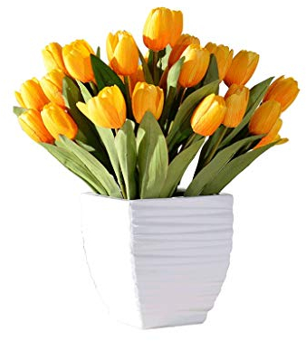 SUNMME Künstliche Blume im Topf, Kunstblume, Tulpe, Kunstblumen-Set für Wohnaccessoires, Wohnzimmer-Dekoration, Tischdekoration, Blume, Blumenmuster