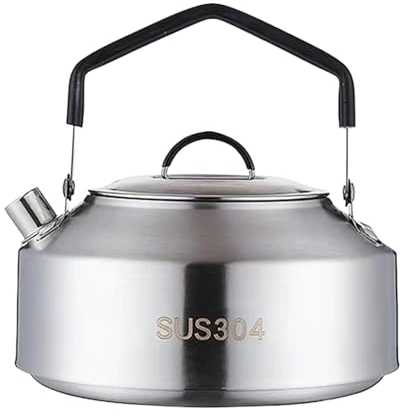 1/2 Camping Water Kettle - 304 Stainless Steel Kettle for Open Fire, Kettle Camp Tea Coffee Pot | Camping Kettles for Boiling Water, Boiling Tea Pot Kettle for Hiking Backpacking Kitchen