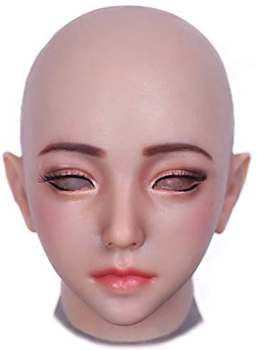 LCUPPON Maschera in silicone realistica con trucco per Halloween Cosplay Crossdresser (Avorio)
