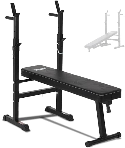 Novonova Hantelbank klappbar mit Verstellbarer Ablage trainingsbank ablage bench bankdrücken bank Flachbank multifunktions Hantelbank,sportgeräte zuhause bis 150kg