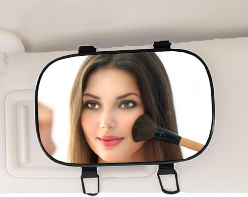KEWAYO Kosmetikspiegel Sonnenblende - 6.7 Inch Sonnenblende Spiegel, Shading Mirror mit einstellbarer Double Elastic Clip Clamp Universal für Montage auf Auto LKW SUV Van Sonnenblende