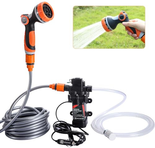 Bang4buck Portable Intelligent Electric Pressure Washer Pump 120W 80PSI 12V Portable Pressure Powerful Washing Kit for Home, Car, Garden, Projects
