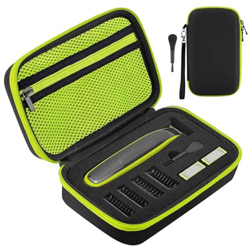 AOGOE Tasche für Philliips O Blade QP2520/30/70/90, QP2620/30, QP2724, QP2824/30/34, QP6550 Elektrorasierer Schutzhülle, Eva-Hartschalenkoffer Leather mit Schwamm