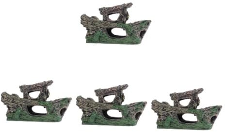 Milisten 4pcs Fish Tank Shipwreck Landscaping Betta Fish Tank Cat Window Suction Cup Aquarium Driftwood Cave Aquarium Tree Aquarium Rock Tree Trunk Decor Fish Tank Logs Fish Hideaway Resin
