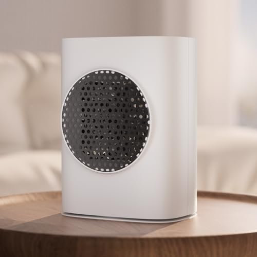Heilmetz 1500W Energiesparender Heizlüfter, 38 dB Leiser Elektrischer PTC Keramik-Heizer, Thermostat, Überhitzungs- & Kippschutz, 9H Timer, Tragbare Elektroheizung für Räume, Schlafzimmer, Weiß