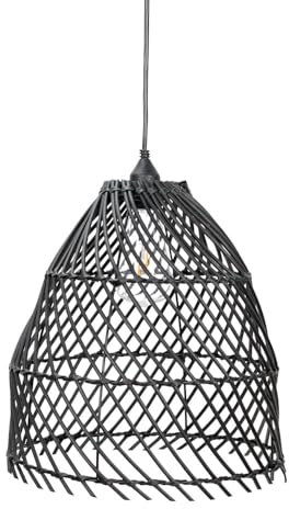 ValueLights | Black Rattan Battery Operated Outdoor Hanging Pendant Garden Pergola Light