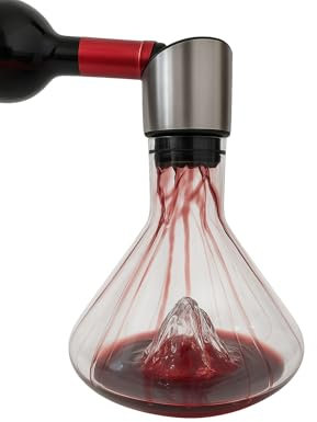 Decanter Vino in Cristallo con Effetto Cascata – Oxyra by Enovio – Caraffa per Vino Rosso da 1,5L, con Tappo Filtro – Ossigena e Rimuove i Residui – Elegante per Ristoranti, Enoteche e Idee Regalo