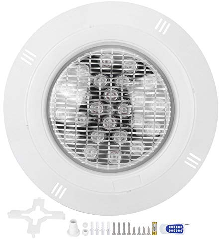 Spacnana RGB Pool Light, 24LED Buntes Swimmingpool -Licht, Fernbedienung, 7 Statische Farben, IP68, AC12V, für Landschaft, Gartendekoration