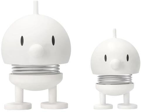 Hoptimist Bumble Set Limited Edition, Bobble Figure & Lucky Charm, Scandinavian Decorative Figures for Living Room & Office, Funny Small Gifts, X-Small/Small, White