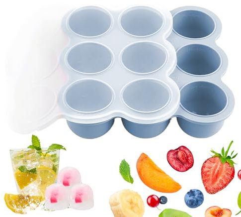 Arroopu Baby Puree Freezer Tray - 9-Grid Freezer Trays for Baby Food Storage - Cube Storage Ice for Fruit Purees Soup Homemade Meal Prep Fridge Snack Feeding