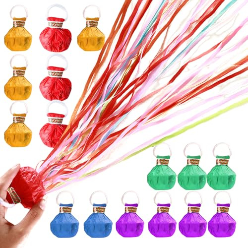 14 Stück Luftschlangen Geburtstag, Wurf Luftschlangen mit 20 Bändern, Konfetti Kanone für Partys, Karneval und Feste, bunte Farben für fröhliche Atmosphäre, Geeignet für Geburtstagsfeier