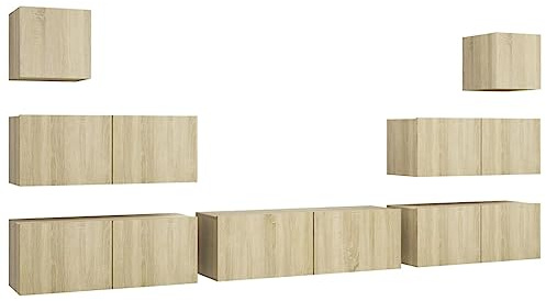 vidaXL Sonoma Oak TV Cabinet Set - Wall-Mounted Engineered Wood Multimedia Storage with Spacious Compartments, Easy Maintenance