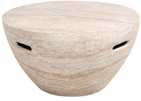 Beliani Coffee Table Travertine Effect Top Veneer Stone-Like Modern Design Beige Vicarello